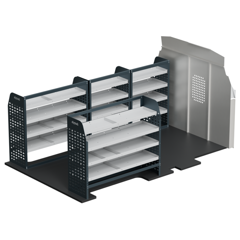 Builder/General Contractor Van Shelving System For Ford Transit 148″ WB,M/H Roof