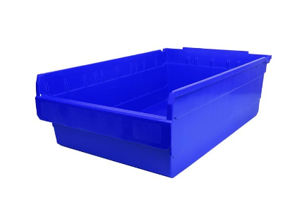 Plastic Storage Bins,Space-Saving Stackable Bins for Garage, Pantry, Craft Organization, SF6420: 15-3/4×23-3/5×7-4/5 Inch,Blue, 5-Pack