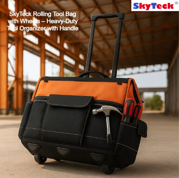 SKYT-GH20/Rolling Tool Bag with Wheels 20" – Heavy-Duty Tool Organizer with Telescoping Handle, Stable Base & 110 lbs Load Capacity for Mechanics, Contractors & Electricians