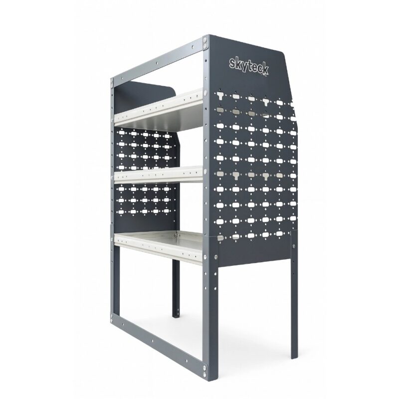 NVSHL085 SkyTeck Van Shelving System – Heavy-Duty 4-Tier Steel Rack Organizer for Work Vans | Fits Ford Transit, Promaster, Sprinter, NV, GM, Metris | Professional Storage for Electricians & Contractors--Half Leg