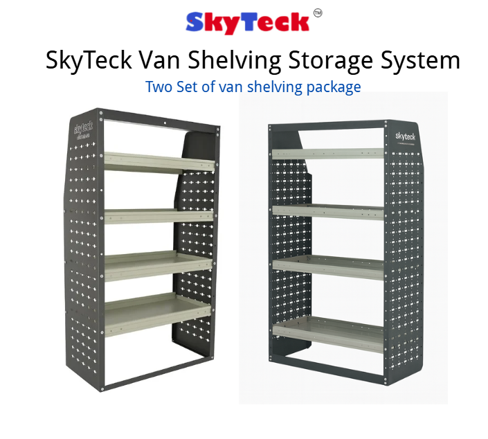 Low Roof Van Shelving Package, Set of 2 – 46" Tall × 42.5" Wide × 16.5" Deep – Fits Transit Low/Mid Roof, Express, Savana, Metris