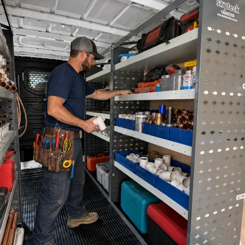 16.5-inch deep steel van shelving for work vans