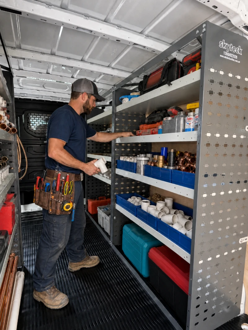 16.5-inch deep steel van shelving for work vans