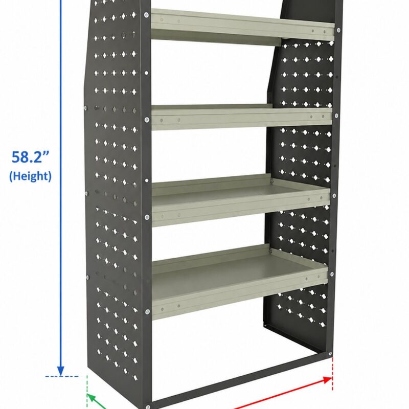 58.2″ Heavy Duty Van Shelving for Transit, Sprinter & ProMaster High Roof Vans – 16.5″ Deep Storage Rack,Model: NVS1481