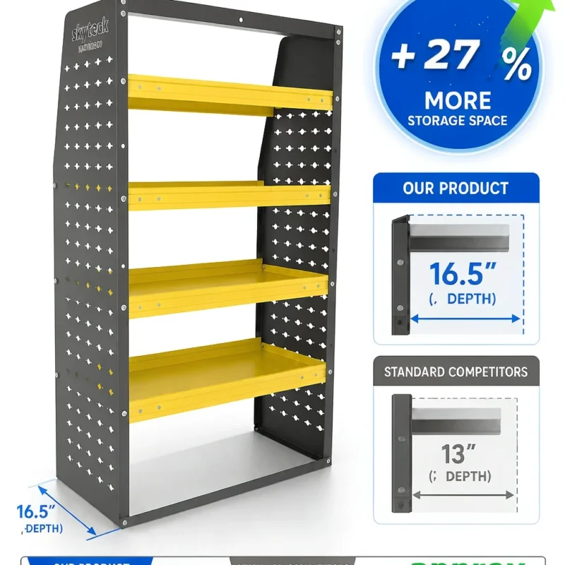 cargo van shelving 16.5 inch deep